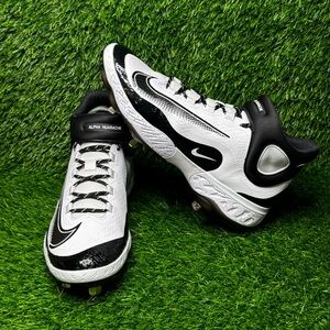 Size 13 - Mens Nike Alpha Huarache Elite 4 Mid Black Baseball Cleat - FD2744-107